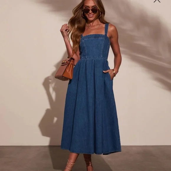 VICI Meralda Corset Denim Midi Dress - Picture 8 of 8